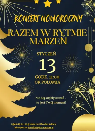plakat z informacjami na temat koncertu noworocznego