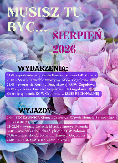 plakat o wydarzeniach w sierpniu w GOKiR