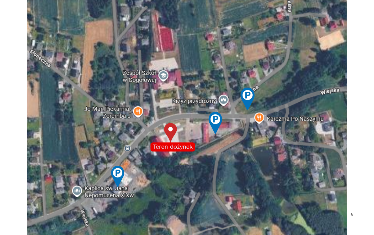mapa przedstawia umiejscowienie parking&oacute;w na&nbsp;dożynki