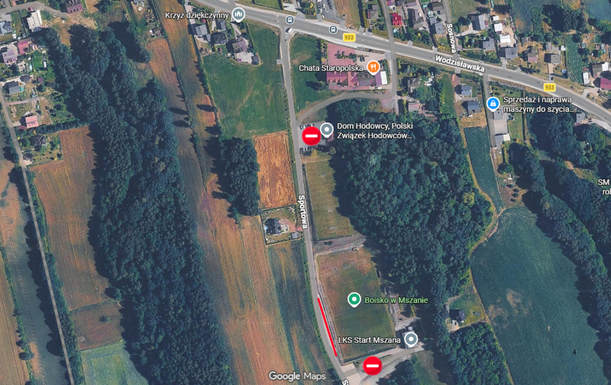 mapa przedstawia lokalizacje zamkniętych parking&oacute;w
