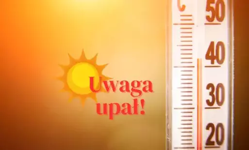 grafika z napisem uwaga upał
